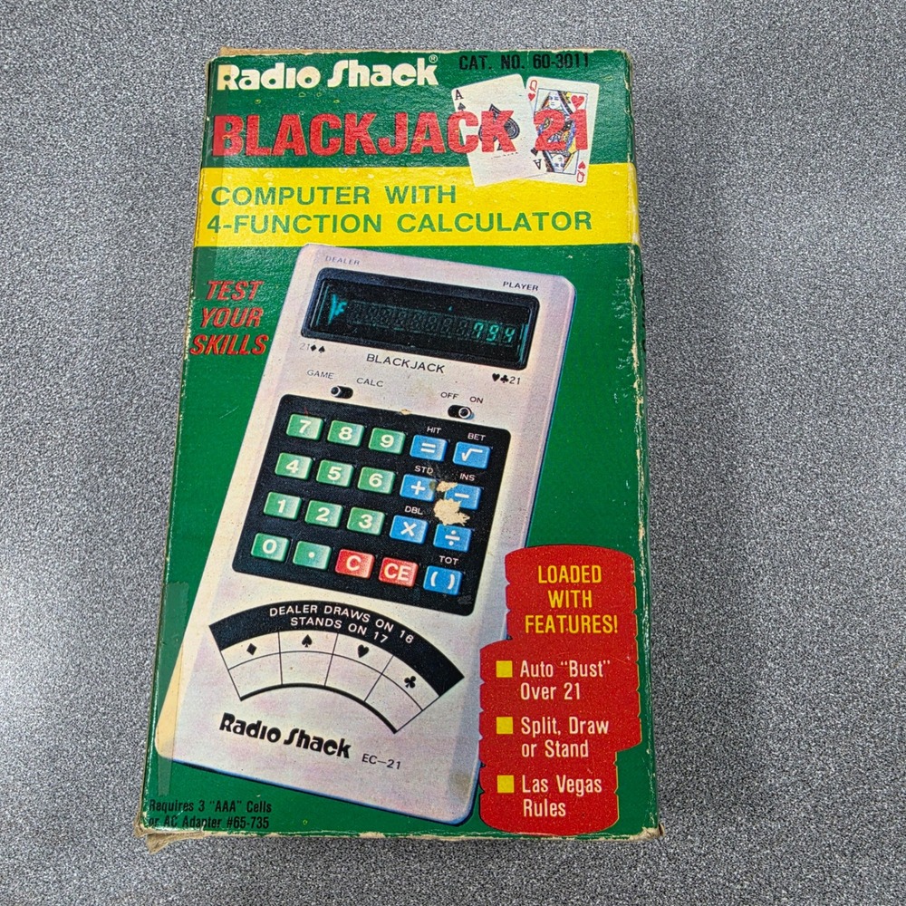Radio‎ Shack Blackjack 21 Handheld Game EC-21 with box Manual Works